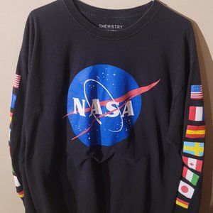 EUC Chemistry Long Sleeve Flag Sleeve NASA T Shirt Size XL